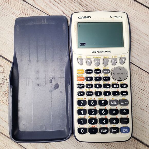 Casio FX-9750GII White Blue Graphing Calculator With Cover Tested Works - Picture 3 of 5